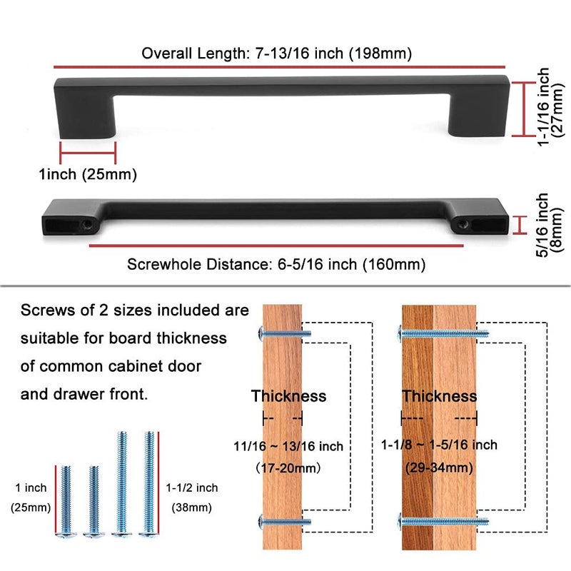 KOOFIZO 10 Pack 6-1/4 Inch Matte Black Kitchen Cabinet Pulls Black Cabinet Handles Black Cabinet Hardware for Kitchen Cabinets Drawer P01 Dresser Cupboard Bedroom Bathroom - Image 2
